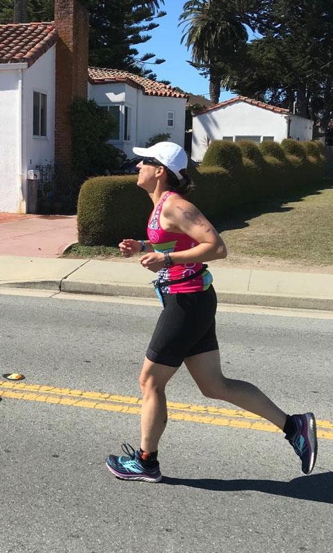 Heidi running the triathlon